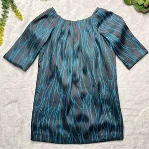 Milly Minis Sateen 3/4 Sleeve Gray Turquoise Printed Special Occasion Dress 4